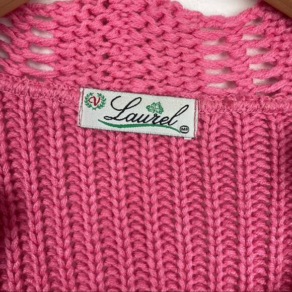 Pink Knit Cardigan Sweater Large Buttons Vintage Laurel - Picture 7 of 7